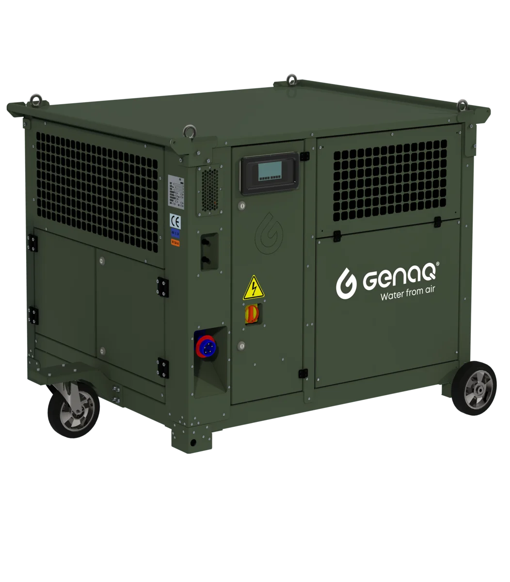 Generador de agua atmosférica GENAQ Cumulus C500 — operaciones de emergencia y expediciones